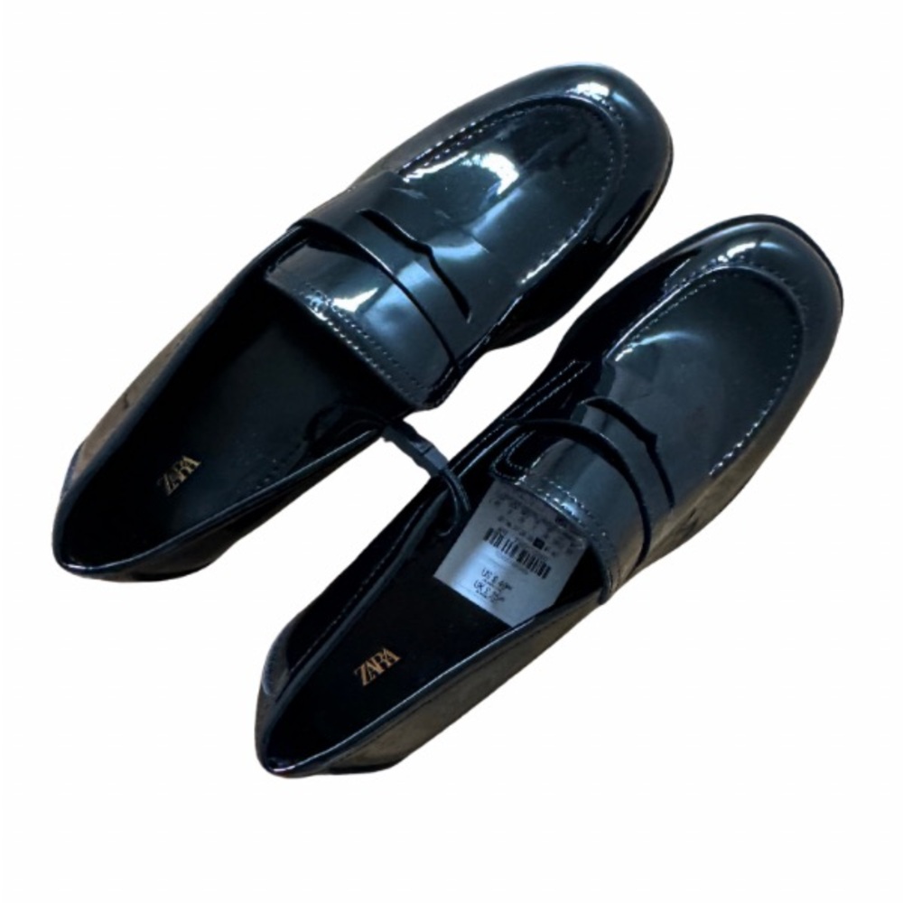 Zara Black Patent Loafers NWOT